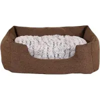 Lionto Lit pour chien, coussin pour chien, panier pour chien avec coussin réversible, moucheté, (S) 60 x 50 cm marron