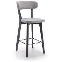 AEA Tabouret de bar en tissu gris et structure métallique noire