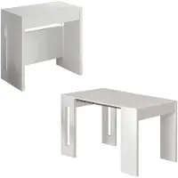 Hannah Home Table repas extensible en bois "Nivo" - 80 x 44 x 76 cm - Blanc