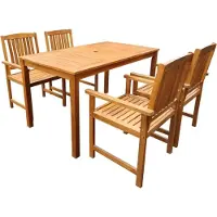 The Living Store Ensemble de salle à manger 5-pc. Ensemble de salle à manger de jardin bois massif acacia