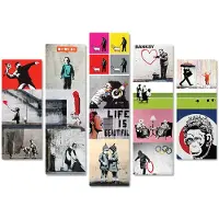 Giallobus Banksy - Collage de Banksy - 140L x 100l cm - Bois MDF
