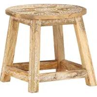 Syfax Tabouret peint à la main 38x38x35 cm Bois de manguier solide