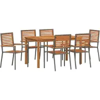 Syfax Ensemble de salle à manger pour jardin 7 pcs Gris