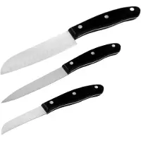 Nirosta 9920050 Couteau Santoku, Couteau Office, Couteau À Légumes, Acier Inoxydable, Noir, 20, 22 Et 26 Cm