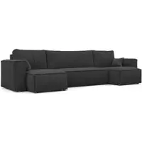 Idohome Canapé d'angle - Canapé de salon avec fonction couchage et coffre de rangement, canapé d'angle, meuble rembourré, canapé, canapé moderne de couleur anthracite Poso 135 Paris en forme de U