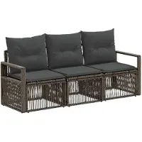 vidaXL Ensemble de canapés de jardin , 3 pièces, gris, en polyrotin
