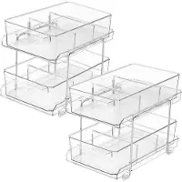 OEM Étagère de rangement transparente pour cuisine à 2 niveaux avec séparateurs amovibles