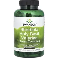 Swanson Health , Complexe Stress Rhodiola Basilic Sacré Valériane, 180 Gélules