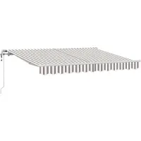 vidaXL Store rétractable gris clair et blanc, 4 x 2 m, en tissu