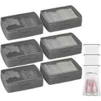OEM Boîtes de rangement et organiseurs gris de 15 litres, 6 boîtes à couvercle rabattable et 4 pochettes à fermeture éclair