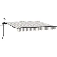 vidaXL , store enroulable extensible, gris clair et blanc, 300 x 250 cm, polyester