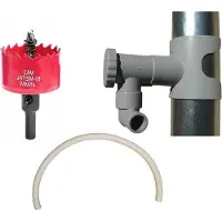OEM Réservoir d'eau de pluie pour tuyaux ronds + 1 mètre de tuyau métallique gris + scie à métaux haut de gamme