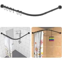 OEM Différentes tringles de rideau de douche d'angle en acier inoxydable 304 - Tringles télescopiques 75-105 x 115-175 cm avec anneaux