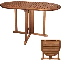 Spetebo Table de jardin pliable en bois d'eucalyptus 120 x 70 cm - ovale - Table de salle à manger d'extérieur ronde en bois massif huilé - Table de balcon, table de terrasse, table d'extérieur