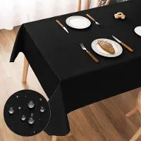 OEM Housse de table de salon hydrofuge avec motif lotus, noire, 140 x 240 cm, en polyester, résistante aux plis et imperméable.