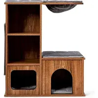 OEM Structure d'escalade pour chats avec tapis en bois, arbre d'activité, cabane d'escalade, 69 x 39 x 80,5 cm