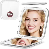 OEM Miroir pliable compact 8 x 8 cm, double face, avec fermeture magnétique – idéal pour les voyages et le maquillage