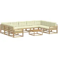 vidaXL Ensemble de salon de jardin 10 pièces, blanc et crème
