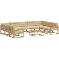 vidaXL Ensemble de salon de jardin 10 pièces, blanc et beige