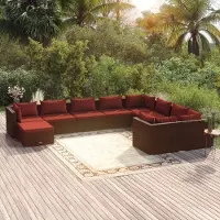 Syfax Salon de jardin 10 pcs avec coussins Résine tressée Marron
