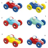 Vilac Mini-voiture de course en bois 1 pièce rouge avec roues bleues