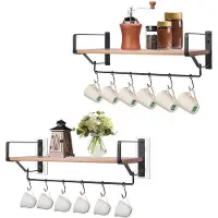 OEM Table en bois avec 6 crochets, boîte à herbes aromatiques en bois, coin café, porte-serviettes sans perçage, bureau en bois avec surface lisse pour la cuisine, la salle de bains et le coin café.