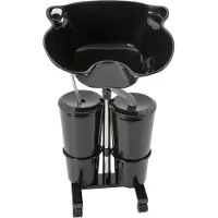 StarTech.com Lavabo mobile pour cheveux - Lavabo sur pied DN-1208 - Profondeur 30 cm - Réglable en hauteur de 1,05 à 1,4 m - 2 seaux d'eau de 10 l - Plastique - Noir