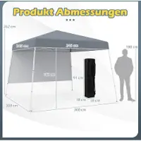 Northix Tonnelle pliante 3 x 3 m, imperméable, protection solaire, grise