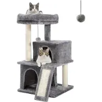 OEM Tours pour grands chats - XXL - Hauteur : 90 cm - Tour d'escalade pour chats - Abri avec 2 niches - Gris