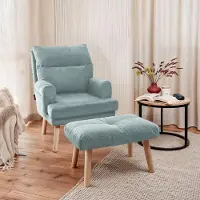 Idohome - Fauteuil relax NEMO réglable avec repose-pieds et pieds en bois, couleur : bleu marine Trinity 22