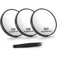OEM Ensemble de 3 miroirs grossissants, 8,9 cm, noir, métal