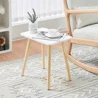 OEM Table basse en bois - petite table de salon pour chambre à coucher ou balcon - 40 x 30 x 43 cm - blanc/naturel