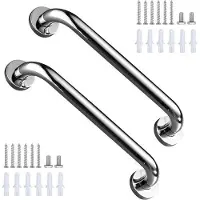 Famanu Barre d'appui de salle de bain en acier inoxydable avec revêtement antidérapant - 40 cm - pour personnes âgées