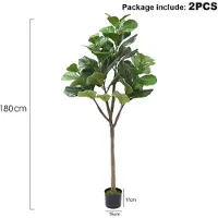 StarTech.com Ficus lyre artificiel - Arbre en pot - Lot de 2 - Hauteur : 180 cm - Feuilles en plastique - À poser au sol