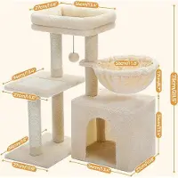 OEM Tour pour chat en plastique - Tour compacte avec niche, hamac et cachette - Idéale pour les chats - Beige