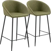 Happy Garden Lot de 2 tabourets de bar en simili vert ACHILLE