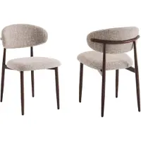 Furnihaus - Chaises de salle à manger Celia Taupe Noyer Santi, lot de 2 – Confortables, style Japandi