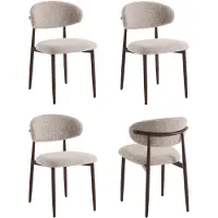 Furnihaus - Lot de 4 chaises de salle à manger - Celia - Taupe et noyer - Santi