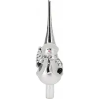 Kaemingk Ornement de Noël en verre, forme de bonhomme de neige, couleur argent