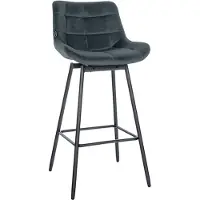 CLP Tabouret Weston, pivotant à 180°, avec dossier rembourré, structure métallique, couleur gris foncé, revêtement en velours