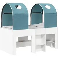 vidaXL Lit avec tunnel, 3 pièces, blanc et bleu clair, en panneaux de particules