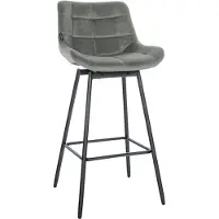 CLP Tabouret de bar Weston, pivotant à 180°, avec dossier rembourré, structure métallique, couleur gris, revêtement en velours