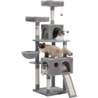 OEM Arbre à chat pour grands chats, gris, 162 x 48 x 48 cm, robuste