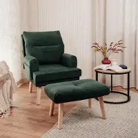 Idohome - Fauteuil relax NEMO réglable avec repose-pieds et pieds en bois, couleur : vert bouteille Trinity 28