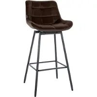 CLP Tabouret Weston, pivotant à 180°, avec dossier rembourré, structure métallique, couleur marron, revêtement en velours