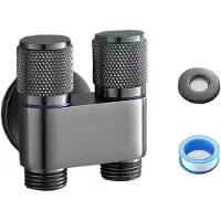 OEM Robinet à trois voies avec vanne d'angle, mélange 1:2, raccord pour lave-linge, dérivation à trois voies, acier inoxydable - pour cuisines, salles de bains, jardins, hôtels (gris).