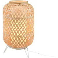 Alpinaluz Lampe de table en bambou tressé, E27, style vintage et cosy, avec abat-jour fait main et diffuseur en polycarbonate transparent