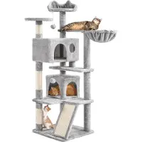 OEM Aire de jeux pour chat à plusieurs niveaux et plateformes - Pour le plus grand plaisir des petits - 137 cm - Bleu ciel et gris