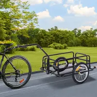 SUGIFT Remorque de vélo pliable, remorque de transport en acier, remorque pliable, noir | 155 x 71,5 x 77 cm | jusqu'à 40 kg | pneus de 16 pouces