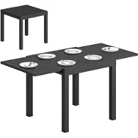 SUCCESS COURIER Table de jardin extensible en aluminium, 80/160 x 80 cm, 4 à 6 personnes, rallonge escamotable, plateau à lamelles, antirouille